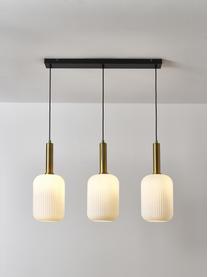 Lámpara de techo de vidrio opalino Candela, Cable: cubierto en tela, Blanco, dorado, An 87 x F 29 cm