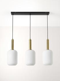 Závesná lampa z opálového skla Candela, Biela, odtiene zlatej, Š 87 x V 29 cm