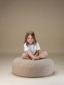 Pouf per bambini in teddy Sugar Ø 65 cm, Teddy beige chiaro, Ø 65 x Alt. 20 cm