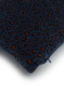 Cuscino  in velluto con imbottitura Leopard, Rivestimento: 100% cotone, Blu, nero, beige, Larg. 45 x Lung. 45 cm