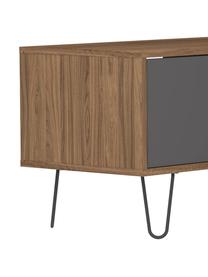 Mueble TV de diseño Aero, Estructura: aglomerado recubierto de , Patas: metal pintado, Nogal, gris, An 165 x Al 44 cm