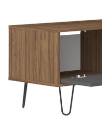 Mueble TV de diseño Aero, Estructura: aglomerado recubierto de , Patas: metal pintado, Nogal, gris, An 165 x Al 44 cm