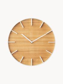 Horloge murale Rin, Blanc, bois clair, Ø 27 cm