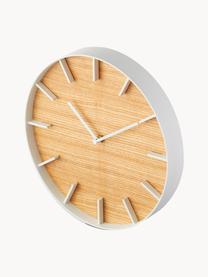 Horloge murale Rin, Blanc, bois clair, Ø 27 cm