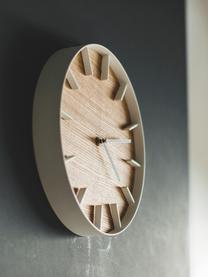 Horloge murale Rin, Blanc, bois clair, Ø 27 cm