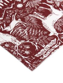 Tischläufer Forest mit winterlichen Motiven, 85% Ramie, 15% Baumwolle, Rot, Creme, 40 x 145 cm