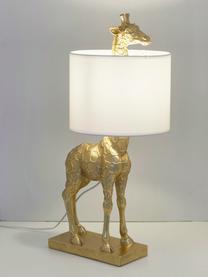 Lampa stołowa  z lnianym kloszem Epigaea, Odcienie złotego, złamana biel, S 35 x W 70 cm