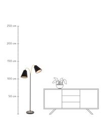 Leeslamp Ljusdal met twee lampenkappen, Lampenkap: polyester, Lampvoet: gecoat metaal, Decoratie: gecoat metaal, Zwart, messingkleurig, B 45 x H 140 cm