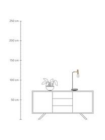 Lámpara de escritorio Wilson, Pantalla: vidrio, Cable: cubierto en tela, Negro, latón, An 22 x Al 54 cm