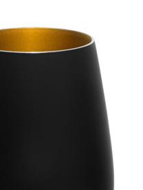 Vasos highball de cristal Elements, 6 uds., Cristal recubierto, Negro, latón, Ø 9 x Al 12 cm, 465 ml
