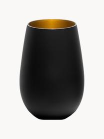 Vasos highball de cristal Elements, 6 uds., Cristal recubierto, Negro, latón, Ø 9 x Al 12 cm, 465 ml