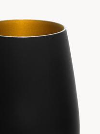 Vasos highball de cristal Elements, 6 uds., Cristal recubierto, Negro, dorado, Ø 9 x Al 12 cm, 465 ml