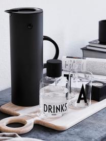 Bottiglia in vetro di design con scritta Drinks, 500 ml, Coperchio: silicone, Trasparente, nero, Alt. 18 cm, 500 ml