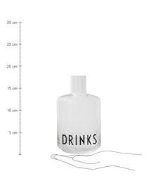 Bottiglia in vetro di design con scritta Drinks, 500 ml, Coperchio: silicone, Trasparente, nero, Alt. 18 cm, 500 ml