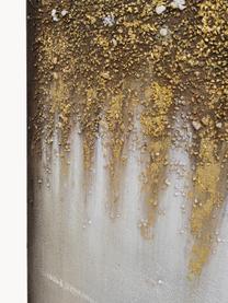 Handgemaltes Leinwandbild Prato, Bild: Acrylfarbe auf Leinwand, Rahmen: Tannenholz, Beigetöne, Goldfarben, B 100 x H 200 cm