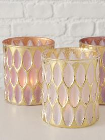 Sada svícnů na čajové svíčky Renuka, 3 díly, Lakované sklo, Odstíny růžové, Ø 8 cm, V 9 cm