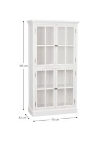 Armoire vitrée blanche classique Lorient, Bois de pin, laqué, MDF (panneau en fibres de bois à densité moyenne), Blanc, larg. 95 x haut. 185 cm