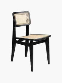 Silla de madera de roble con tejido vienés C-Chair, Estructura: madera de roble lacada, Madera de roble lacada en negro, beige claro, An 41 x F 53 cm