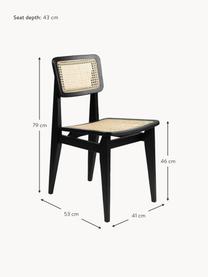 Holzstuhl C-Chair aus Eichenholz mit Wiener Geflecht, Gestell: Eichenholz, lackiert, Eichenholz schwarz lackiert, Hellbeige, B 41 x T 53 cm