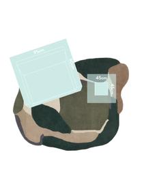 Wollen vloerkleed Oblivian met hoog-laag effect, Bovenzijde: wol, Groen, beige, B 140 x L 180 cm (maat S)