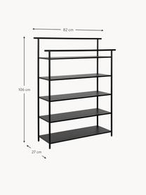 Armoire ouverte Dora, Fer, revêtu par poudre et galvanisé, Noir, mat, larg. 82 x haut. 106 cm