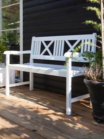 Ławka ogrodowa z drewna Rosenborg, Drewno mahoniowe, lakierowany, Drewno tekowe lakierowane na biało, S 150 x W 89 cm