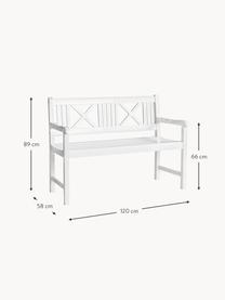 Grand banc de jardin en bois Rosenborg, Bois d'acajou, laqué, Bois de teck, blanc laqué, larg. 150 x haut. 89 cm