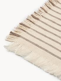 Sottobicchieri in cotone con frange Elouise 4 pz, 100% cotone, Bianco crema, taupe, Larg. 10 x Lung. 10 cm