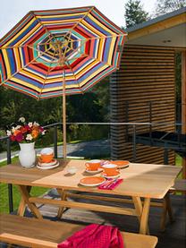 Handgemaakte parasol Klassieker met katrol, diverse maten, Meerkleurig, helder hout, Ø 350 x H 273 cm