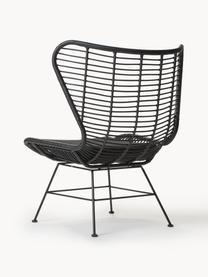 Polyrattan-Ohrensessel Costa, Sitzfläche: Polyethylen-Geflecht, Gestell: Metall, pulverbeschichtet, Schwarz, B 90 x T 89 cm