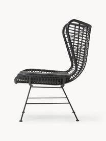 Polyrattan-Ohrensessel Costa, Sitzfläche: Polyethylen-Geflecht, Gestell: Metall, pulverbeschichtet, Schwarz, B 90 x T 89 cm