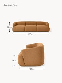 Sofá modular en tejido bouclé Sofia (3 plazas), Tapizado: tejido bouclé (100% polié, Estructura: madera de abeto, tablero , Patas: plástico Este producto es, Bouclé marrón claro, An 277 x F 103 cm