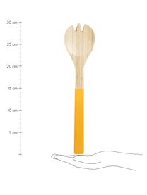 Bambus Salatbesteck Panda mit gelben Griffen, 2er-Set, Bambus, Gelb, L 30 cm