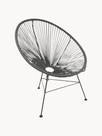 Loungesessel Bahia aus Kunststoff-Geflecht, Sitzfläche: Kunststoff, Gestell: Metall, pulverbeschichtet, Dunkelgrau, B 81 x T 73 cm