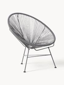 Fauteuil acapulco en plastique tressé Bahia, Gris foncé, larg. 81 x prof. 73 cm