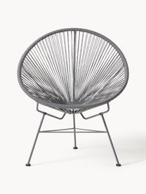 Poltrona lounge in plastica intrecciato Bahia, Seduta: plastica, Struttura: metallo verniciato a polv, Grigio scuro, Larg. 81 x Prof. 73 cm