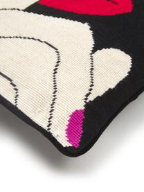 Ręcznie haftowana poduszka z wypełnieniem Soothe, Czarny, czerwony, biały, S 45 x D 45 cm