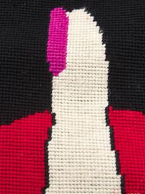 Coussin 45x45 design brodé Soothe, Noir, rouge, blanc, larg. 45 x long. 45 cm