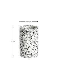 Zahnputzbecher Terrazzo aus Kunststoff, Polyresin, Schwarz, Weiss, Ø 7 x H 11 cm