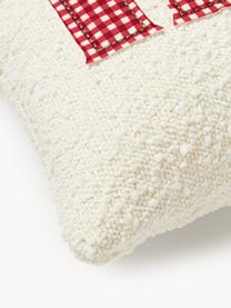 Bouclé-Kissenhülle Lysander, Bouclé (90 % Polyester, 10 % Acryl), Off White mit Hope-Aufdruck, B 30 x L 50 cm