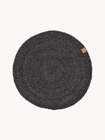 Ronde placemats Ash van jute, 4 stuks, 100% jute, Antraciet, Ø 35 cm