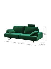 Sofa z aksamitu Prado (2-osobowa), Tapicerka: 100% aksamit poliestrowy,, Nogi: metal lakierowany, Ciemny zielony, S 220 x G 107 cm