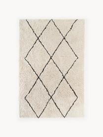 Pluizig hoogpolig vloerkleed Nouria, handgetuft, Onderzijde: 100% katoen Het materiaal, Beige, zwart, B 200 x L 300 cm (maat L)