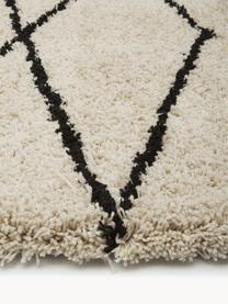Flauschiger Hochflor-Teppich Nouria, handgetuftet, Flor: 100 % Polyester, Beige, Schwarz, B 200 x L 300 cm (Größe L)