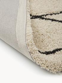 Pluizig hoogpolig vloerkleed Nouria, handgetuft, Onderzijde: 100% katoen Het materiaal, Beige, zwart, B 200 x L 300 cm (maat L)