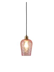 Lampada piccola a sospensione in vetro rosa Rania, Paralume: vetro, Baldacchino: metallo verniciato a polv, Rosa, oro, Ø 14 x Alt. 20 cm