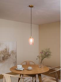 Lámpara de techo pequeña Rania, Pantalla: vidrio, Anclaje: metal con pintura en polv, Cable: plástico, Rosa, dorado, Ø 14 x Al 20 cm