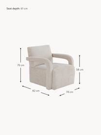 Fauteuil lounge Doral, Tissu beige clair, larg. 74 x prof. 82 cm