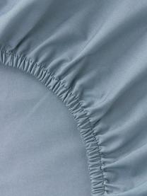 Drap-housse en percale de coton pour surmatelas Elsie, Gris-bleu, larg. 90 x long. 200 cm, haut. 15 cm