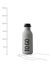 Design thermosfles TO GO in grijs met opschrift, Fles: tritan (kunststof), BPA-v, Deksel: polypropyleen, Mat lichtblauw, zwart, Ø 8 x H 20 cm